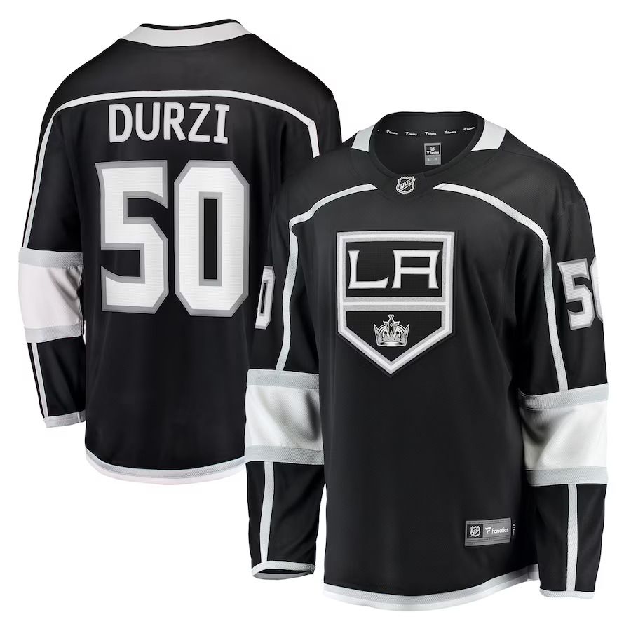 Men Los Angeles Kings #50 Sean Durzi Fanatics Branded Black Home Breakaway Player NHL Jersey